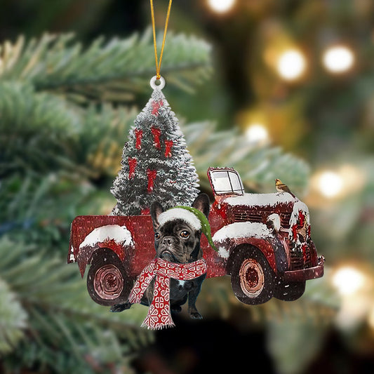 Ornament- French Bulldog 4-Christmas Truck Two Sided Ornament, Happy Christmas Ornament, Car Ornament - Best gifts your whole family