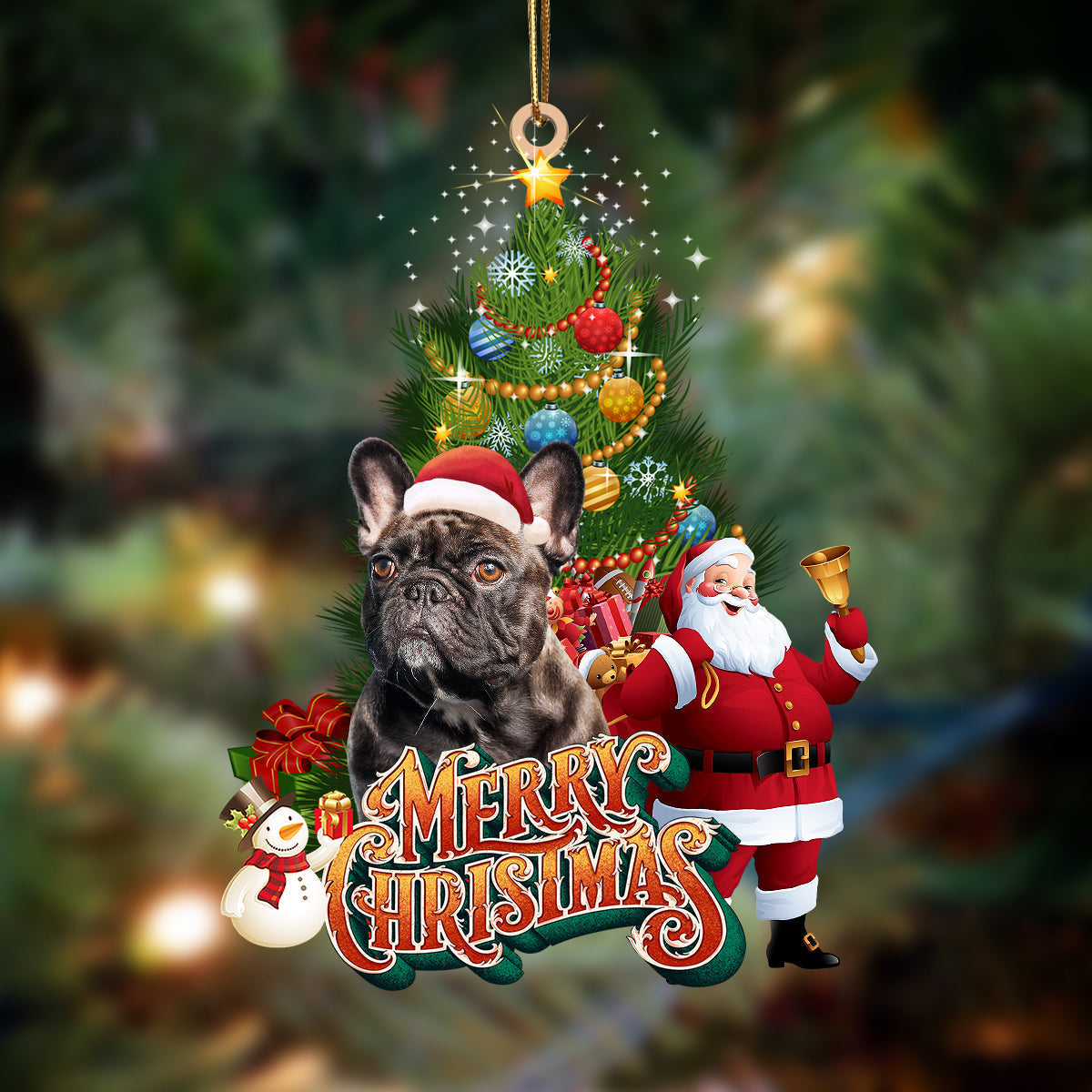 Ornament- French Bulldog 8-Christmas Tree&Dog Hanging Ornament, Happy Christmas Ornament, Car Ornament - Best gifts your whole family