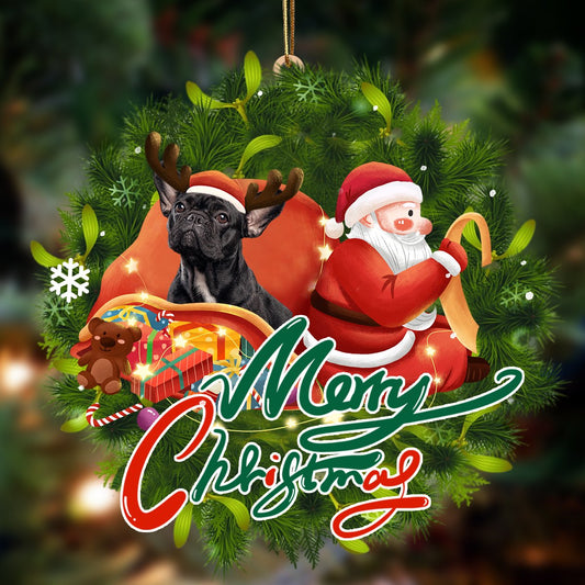 Ornament- French Bulldog4-Santa & dog Hanging Ornament, Happy Christmas Ornament, Car Ornament - Best gifts your whole family