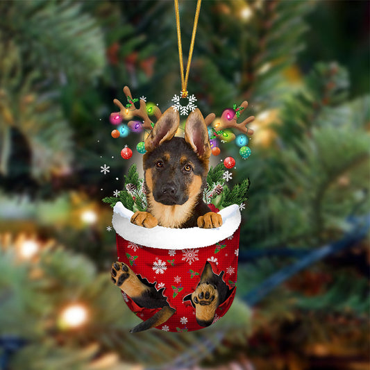 Ornament- German Shepherd-In Christmas Pocket Two Sides Ornament, Happy Christmas Ornament, Car Ornament - Best gifts your whole family