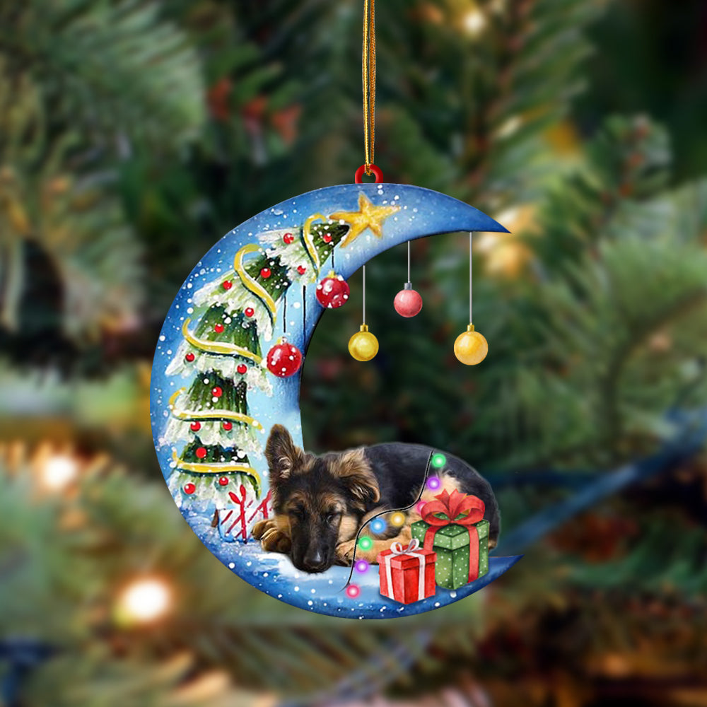 Ornament- German Shepherd-Sleep On The Moon Christmas Two Sided Ornament, Christmas Ornament, Car Ornament - Best gifts your whole family