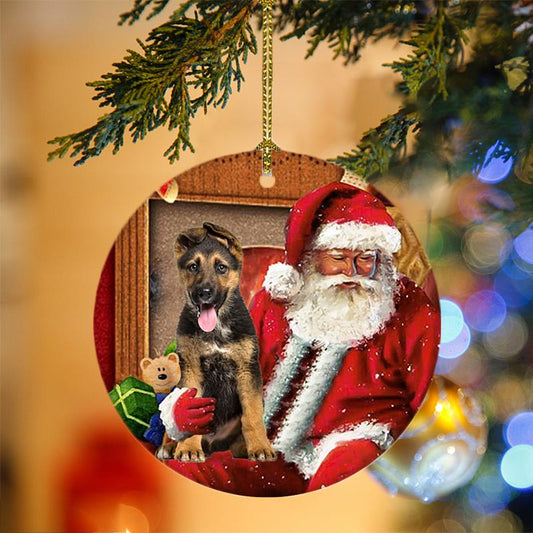 Ornament- German Shepherd With Santa Christmas Ornament, Happy Christmas Ornament, Car Ornament - Best gifts your whole family
