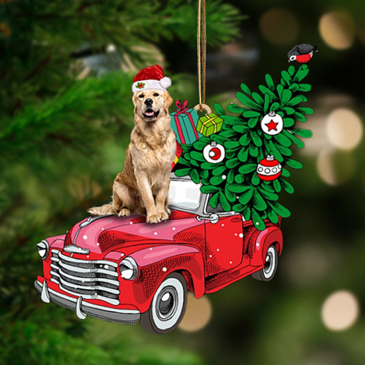 Ornament- Golden Retriever 2-Pine Truck Hanging Ornament, Happy Christmas Ornament, Car Ornament - Best gifts your whole family
