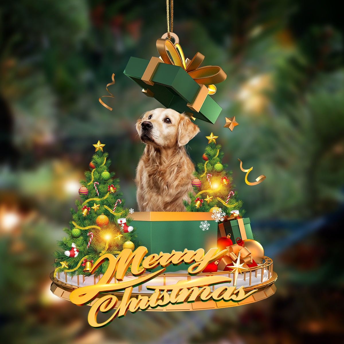 Ornament- Golden Retriever-Christmas Gifts&dogs Hanging Ornament, Happy Christmas Ornament, Car Ornament - Best gifts your whole family