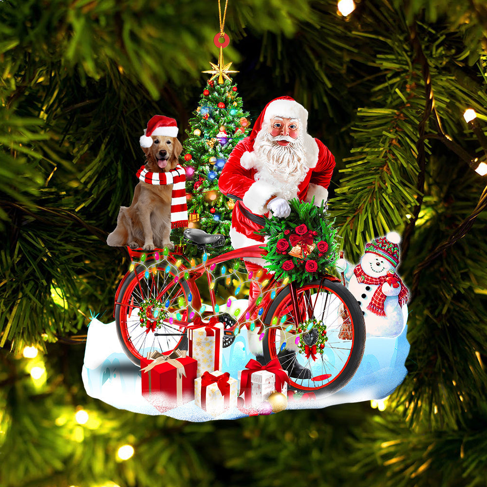 Ornament- Golden Retriever On Santa's Bike Ornament Dog Ornament, Car Ornament, Christmas Ornament - Best gifts your whole family