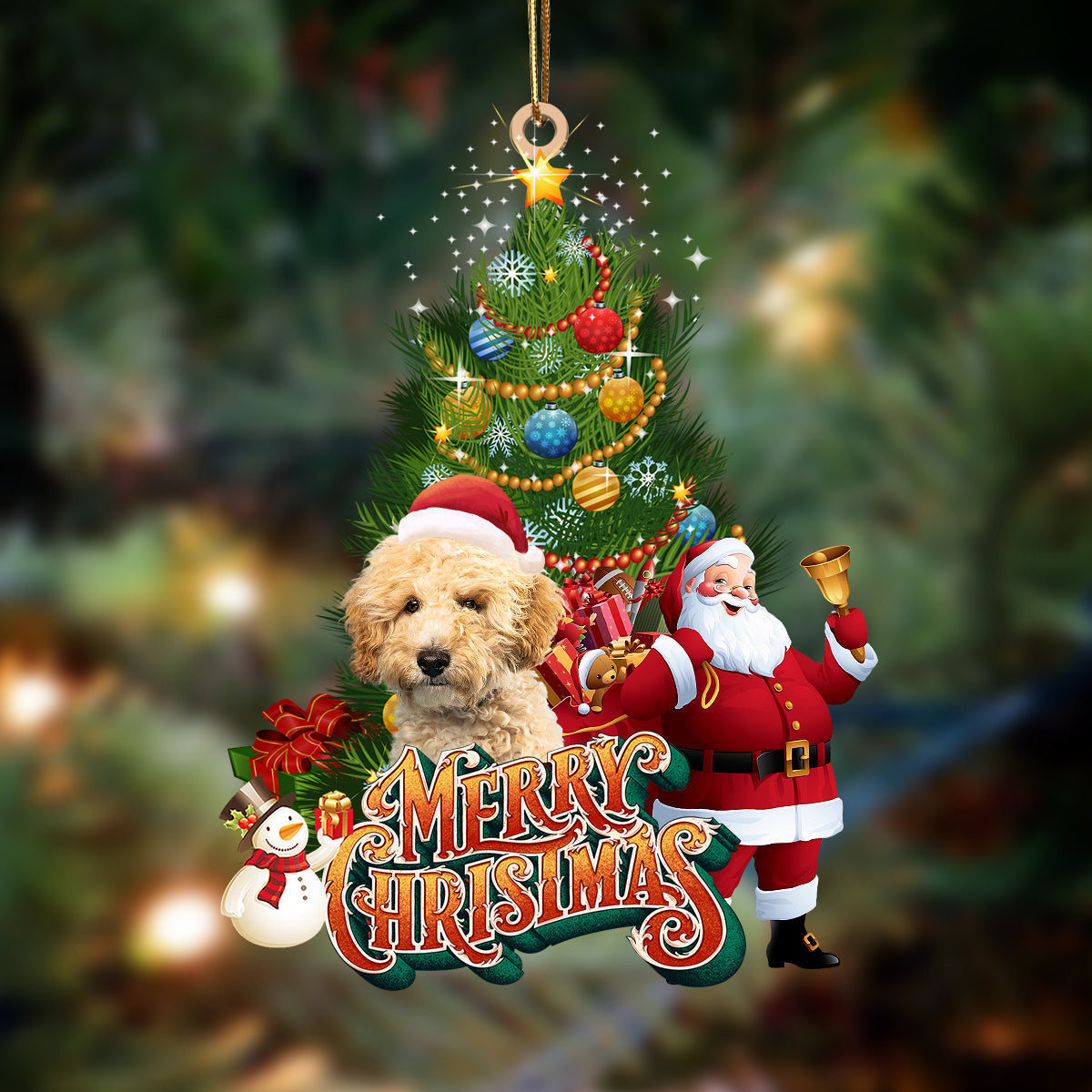 Ornament- Goldendoodle 3-Christmas Tree&Dog Hanging Ornament, Happy Christmas Ornament, Car Ornament - Best gifts your whole family
