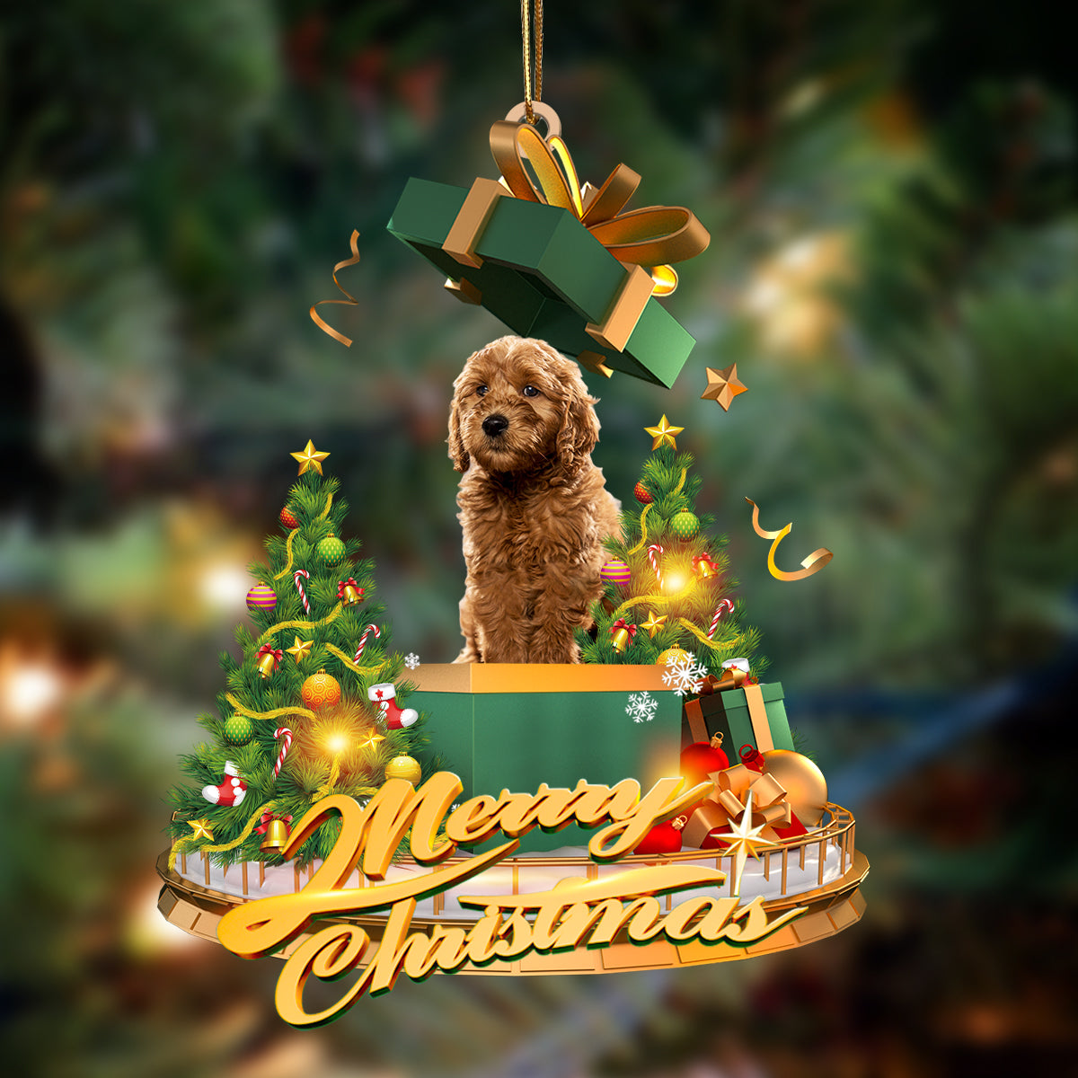 Ornament- Goldendoodle-Christmas Gifts&dogs Hanging Ornament, Happy Christmas Ornament, Car Ornament - Best gifts your whole family
