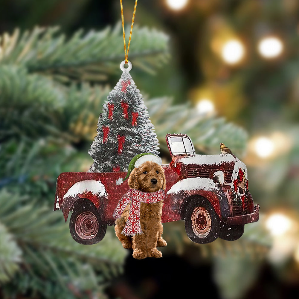 Ornament- Goldendoodle-Christmas Truck Two Sided Ornament, Happy Christmas Ornament, Car Ornament - Best gifts your whole family