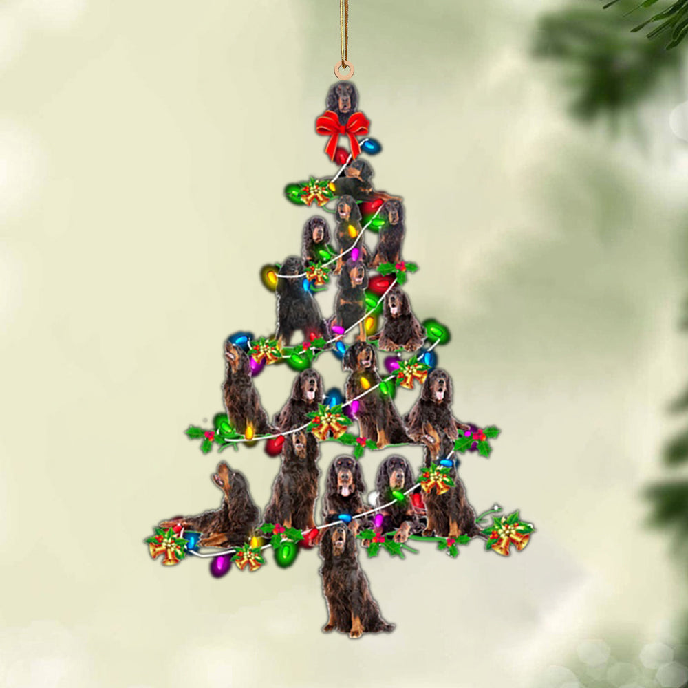 Ornament- Gordon setter-Christmas Tree Lights-Two Sided Ornament, Happy Christmas Ornament, Car Ornament - Best gifts your whole family