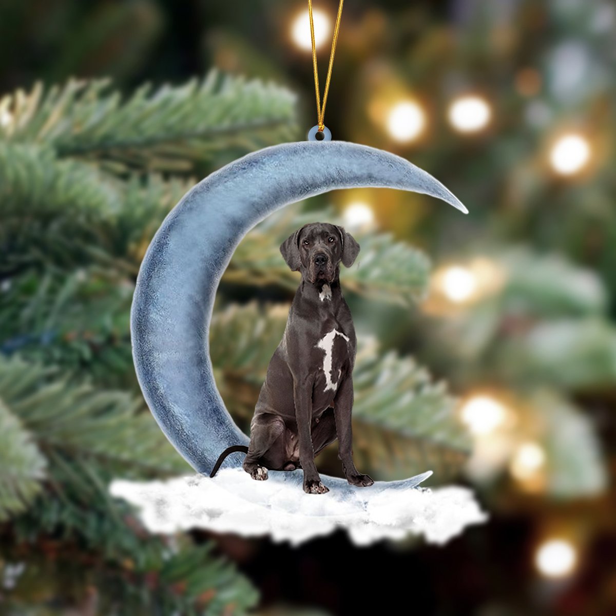 Ornament- Great Dane 02 Sits On The Moon Hanging Ornament Dog Ornament, Car Ornament, Christmas Ornament - Best gifts your whole family