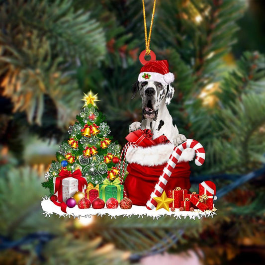 Ornament- Great Dane Gift Bag Merry Christmas Ornament Dog Ornament, Car Ornament, Christmas Ornament - Best gifts your whole family
