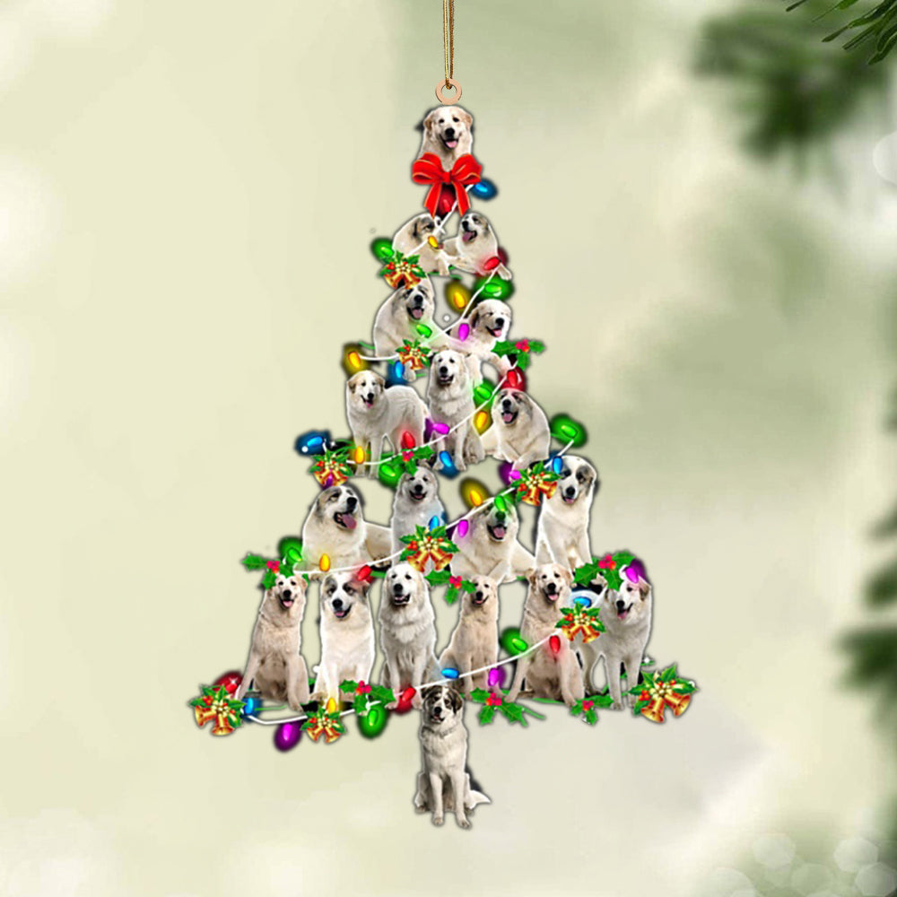 Ornament- Great Pyrenees-Christmas Tree Lights-Two Sided Ornament, Happy Christmas Ornament, Car Ornament - Best gifts your whole family