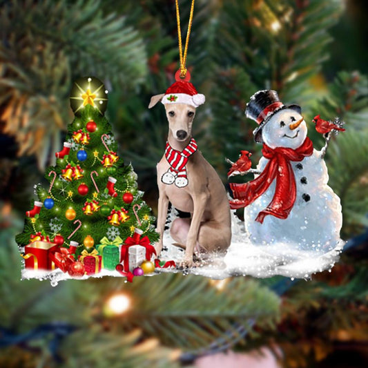Ornament- Greyhound Christmas Snow Hanging Ornament Dog Ornament, Car Ornament, Christmas Ornament - Best gifts your whole family