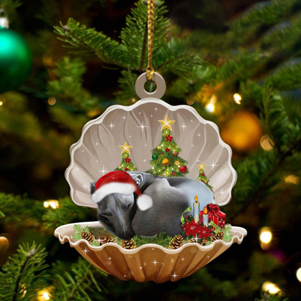 Ornament- Greyhound3-Sleeping Pearl in Christmas Two Sided Ornament, Happy Christmas Ornament, Car Ornament - Best gifts your whole family