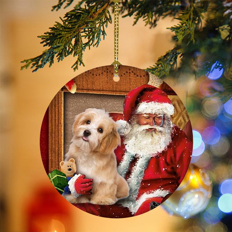 Ornament- Havanese With Santa Christmas Ornament, Happy Christmas Ornament, Car Ornament - Best gifts your whole family