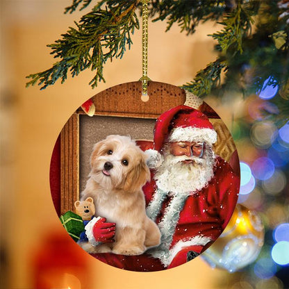 Ornament- Havanese With Santa Christmas Ornament, Happy Christmas Ornament, Car Ornament - Best gifts your whole family