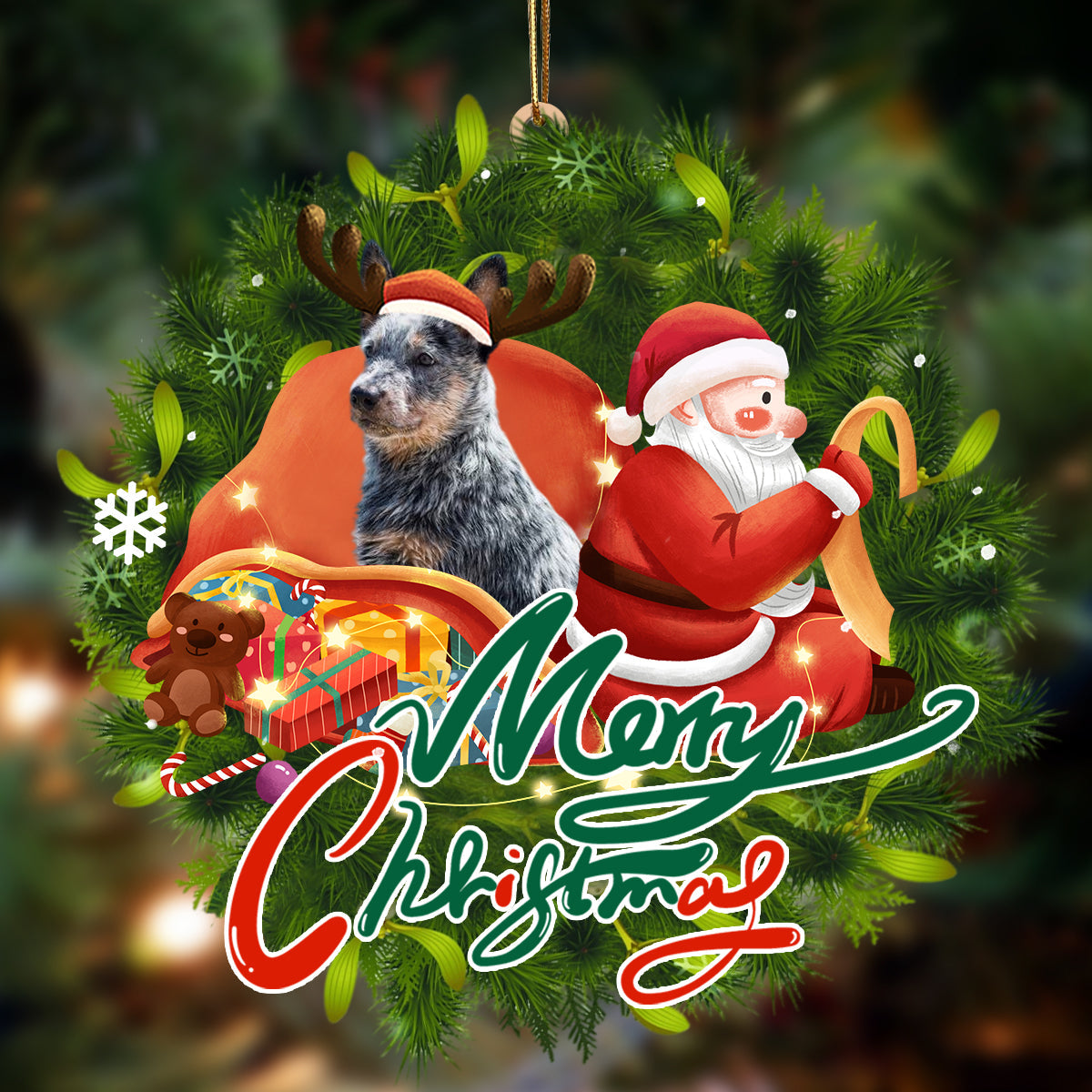 Ornament- Heeler-Santa & dog Hanging Ornament, Happy Christmas Ornament, Car Ornament - Best gifts your whole family