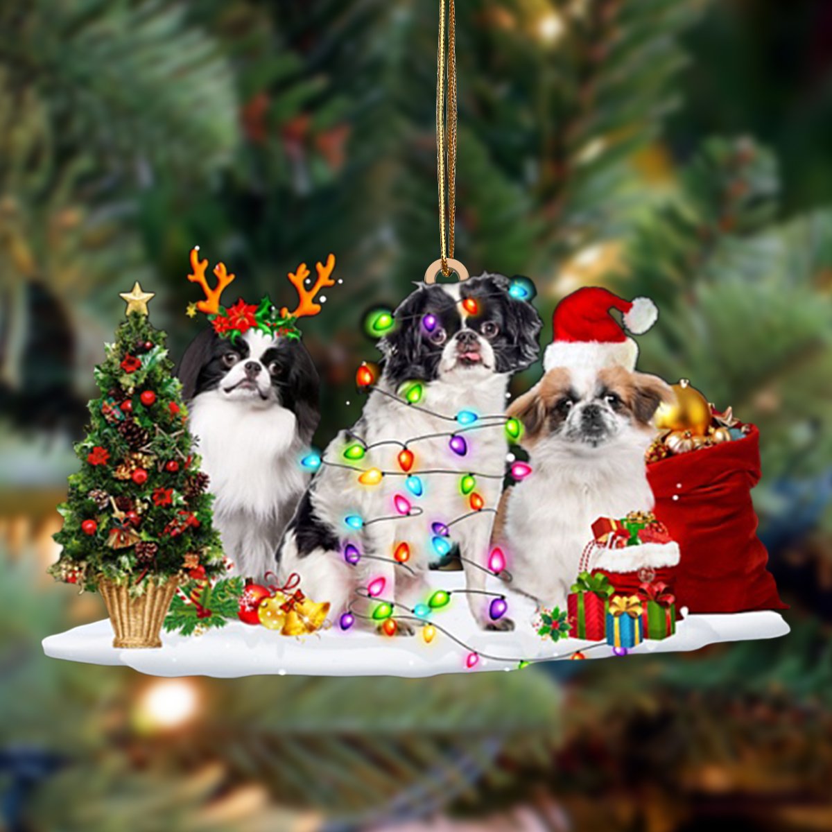 Ornament- Japanese Chin-Christmas Dog Friends Hanging Ornament, Happy Christmas Ornament, Car Ornament - Best gifts your whole family