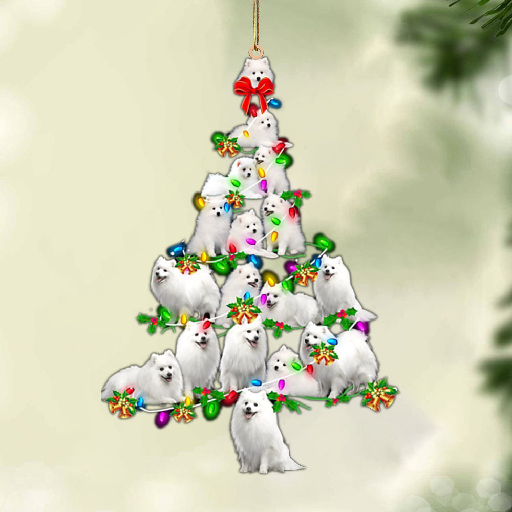 Ornament- Japanese Spitz-Christmas Tree Lights-Two Sided Ornament, Happy Christmas Ornament, Car Ornament - Best gifts your whole family