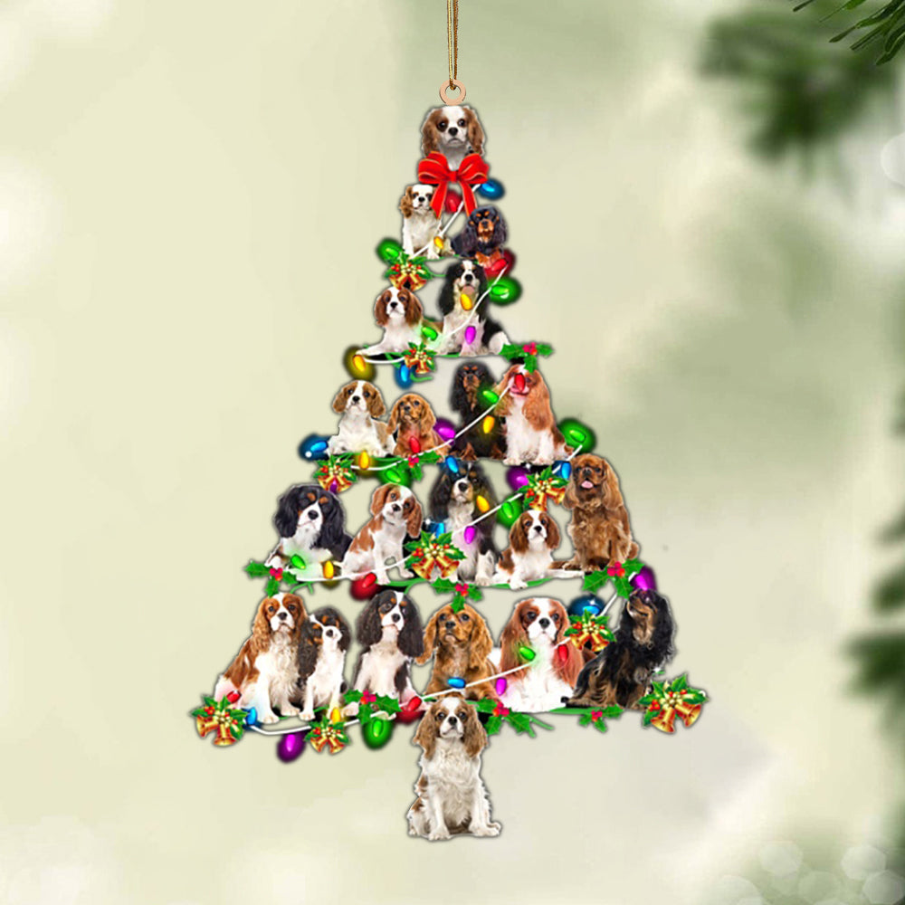 Ornament- King Charles Spaniel-Christmas Tree Lights-Two Sided Ornament, Christmas Ornament, Car Ornament - Best gifts your whole family