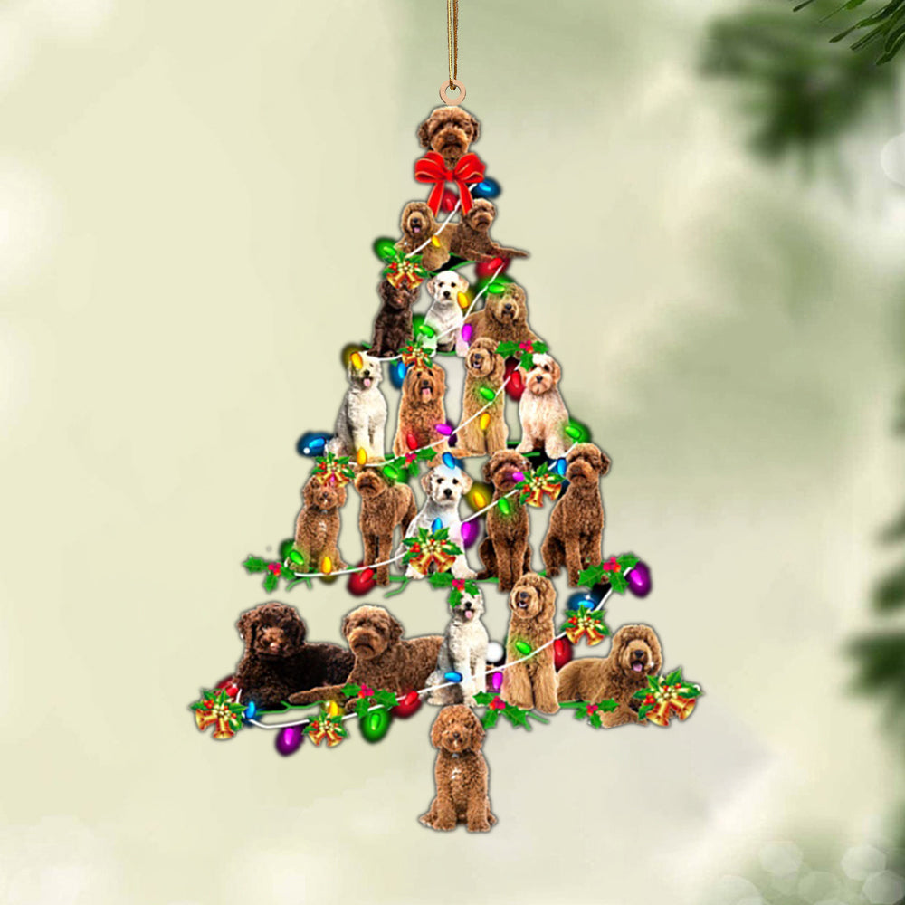 Ornament- Labradoodle-Christmas Tree Lights-Two Sided Ornament, Happy Christmas Ornament, Car Ornament - Best gifts your whole family