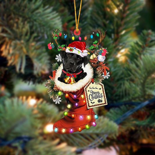 Ornament- Labrador 1-Xmas Boot-Two Sided Ornament, Happy Christmas Ornament, Car Ornament - Best gifts your whole family