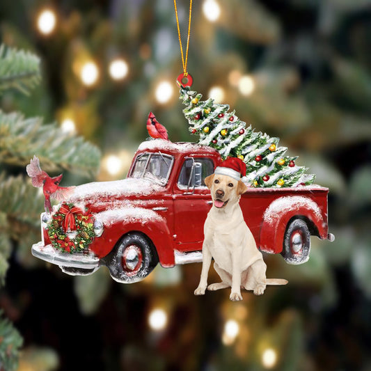 Ornament- Labrador-Cardinal & Truck Two Sided Ornament, Happy Christmas Ornament, Car Ornament - Best gifts your whole family