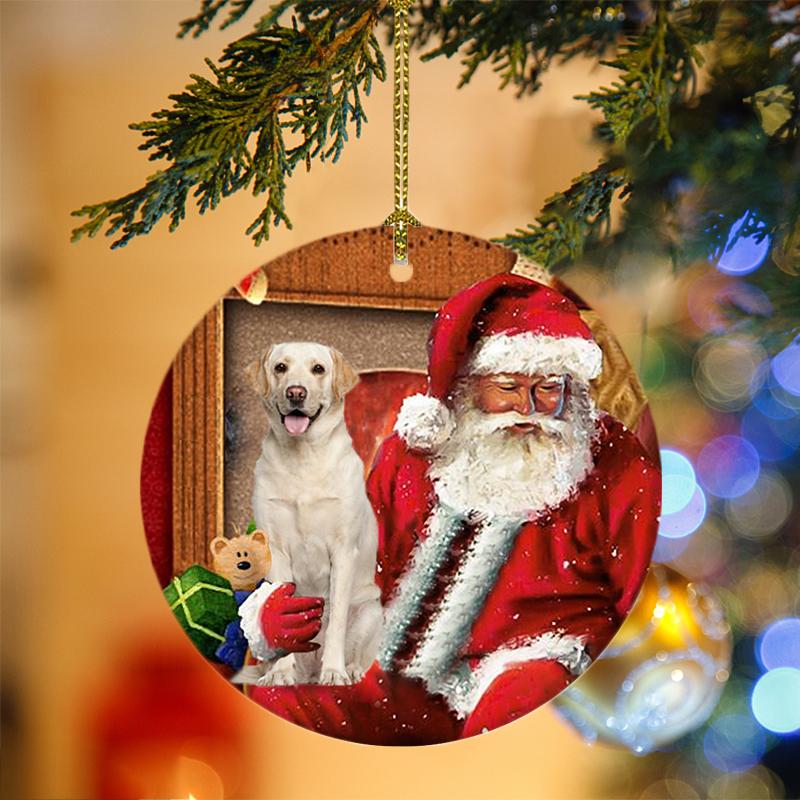 Ornament- Labrador Retriever With Santa Christmas Ornament, Happy Christmas Ornament, Car Ornament - Best gifts your whole family