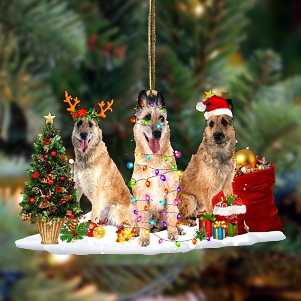 Ornament- Laekenois dog-Christmas Dog Friends Hanging Ornament, Happy Christmas Ornament, Car Ornament - Best gifts your whole family