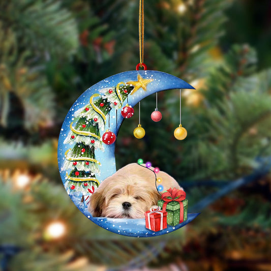 Ornament- Lhasa Apso-Sleep On The Moon Christmas Two Sided Ornament, Happy Christmas Ornament, Car Ornament - Best gifts your whole family