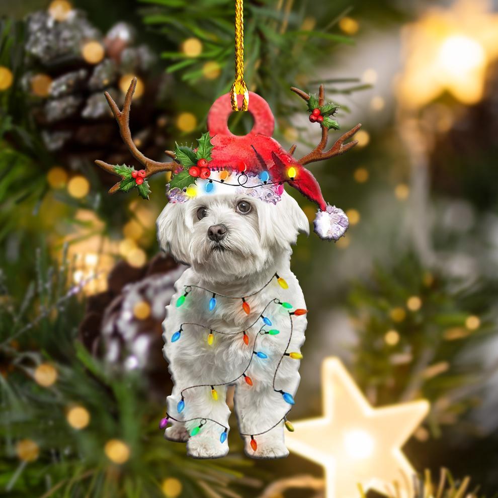 Ornament- Maltese Christmas Shape Ornament, Happy Christmas Ornament, Car Ornament - Best gifts your whole family