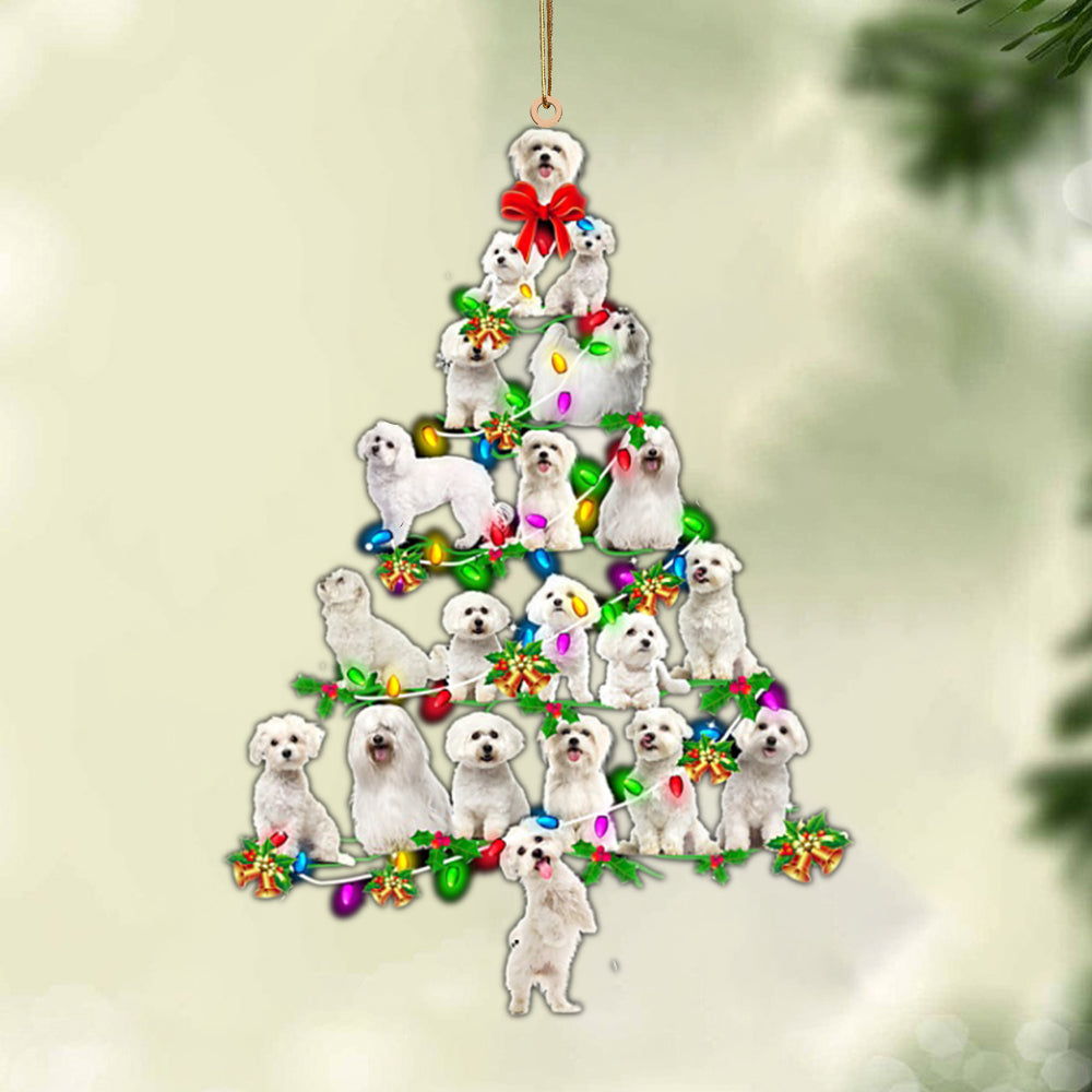 Ornament- Maltese-Christmas Tree Lights-Two Sided Ornament, Happy Christmas Ornament, Car Ornament - Best gifts your whole family