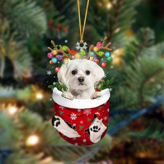 Ornament- Maltese-In Christmas Pocket Two Sides Ornament, Happy Christmas Ornament, Car Ornament - Best gifts your whole family