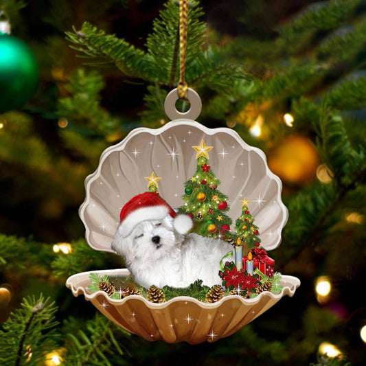Ornament- Maltese-Sleeping Pearl in Christmas Two Sided Ornament, Happy Christmas Ornament, Car Ornament - Best gifts your whole family