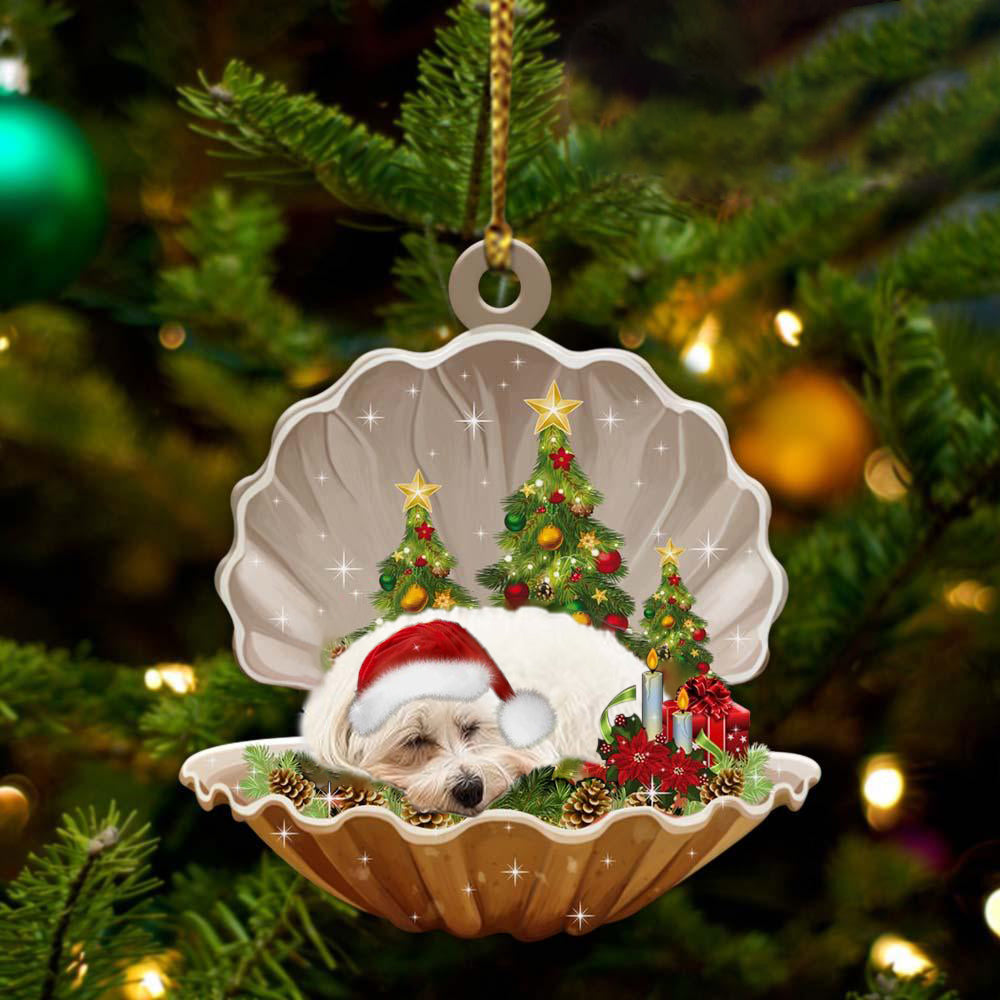 Ornament- Maltese3-Sleeping Pearl in Christmas Two Sided Ornament, Happy Christmas Ornament, Car Ornament - Best gifts your whole family