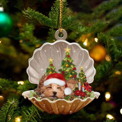 Ornament- Maltipoo-Sleeping Pearl in Christmas Two Sided Ornament, Happy Christmas Ornament, Car Ornament - Best gifts your whole family