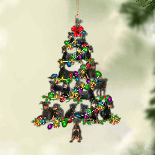 Ornament- Manchester Terrier-Christmas Tree Lights-Two Sided Ornament, Happy Christmas Ornament, Car Ornament - Best gifts your whole family