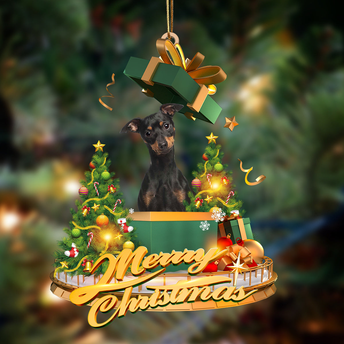Ornament- Miniature Pinscher 2-Christmas Gifts&dogs Hanging Ornament, Happy Christmas Ornament, Car Ornament - Best gifts your whole family