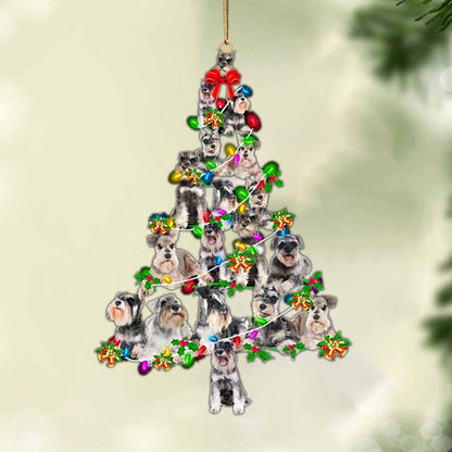 Ornament- Miniature Schnauzer-Christmas Tree Lights-Two Sided Ornament, Christmas Ornament, Car Ornament - Best gifts your whole family