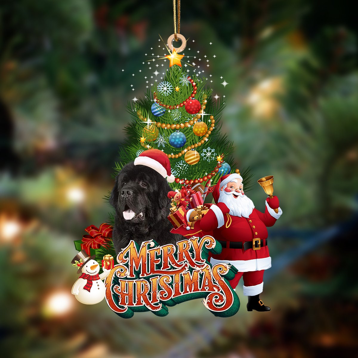 Ornament- Newfoundland-Christmas Tree&Dog Hanging Ornament, Happy Christmas Ornament, Car Ornament - Best gifts your whole family