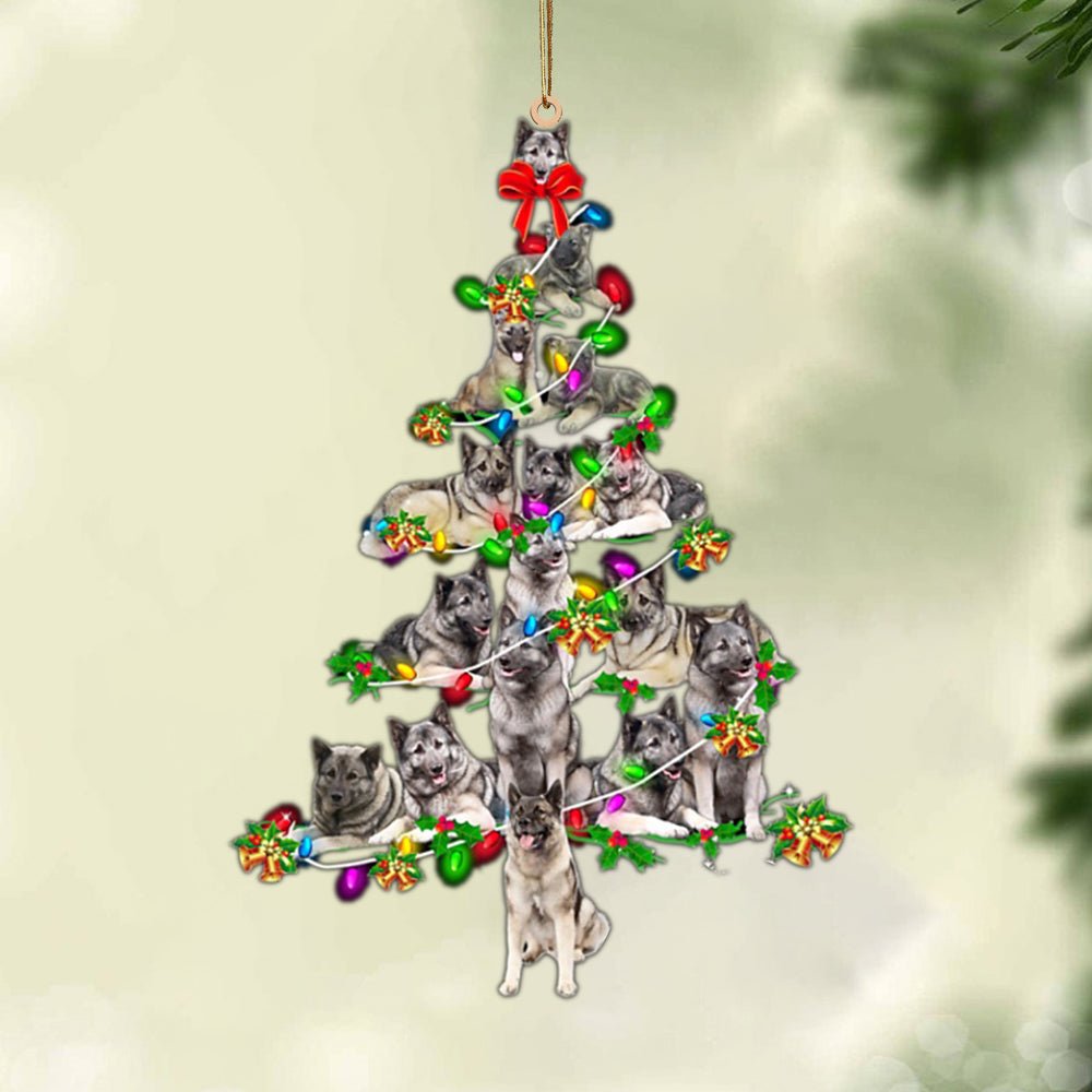 Ornament- Norwegian Elkhound-Christmas Tree Lights-Two Sided Ornament, Happy Christmas Ornament, Car Ornament - Best gifts your whole family