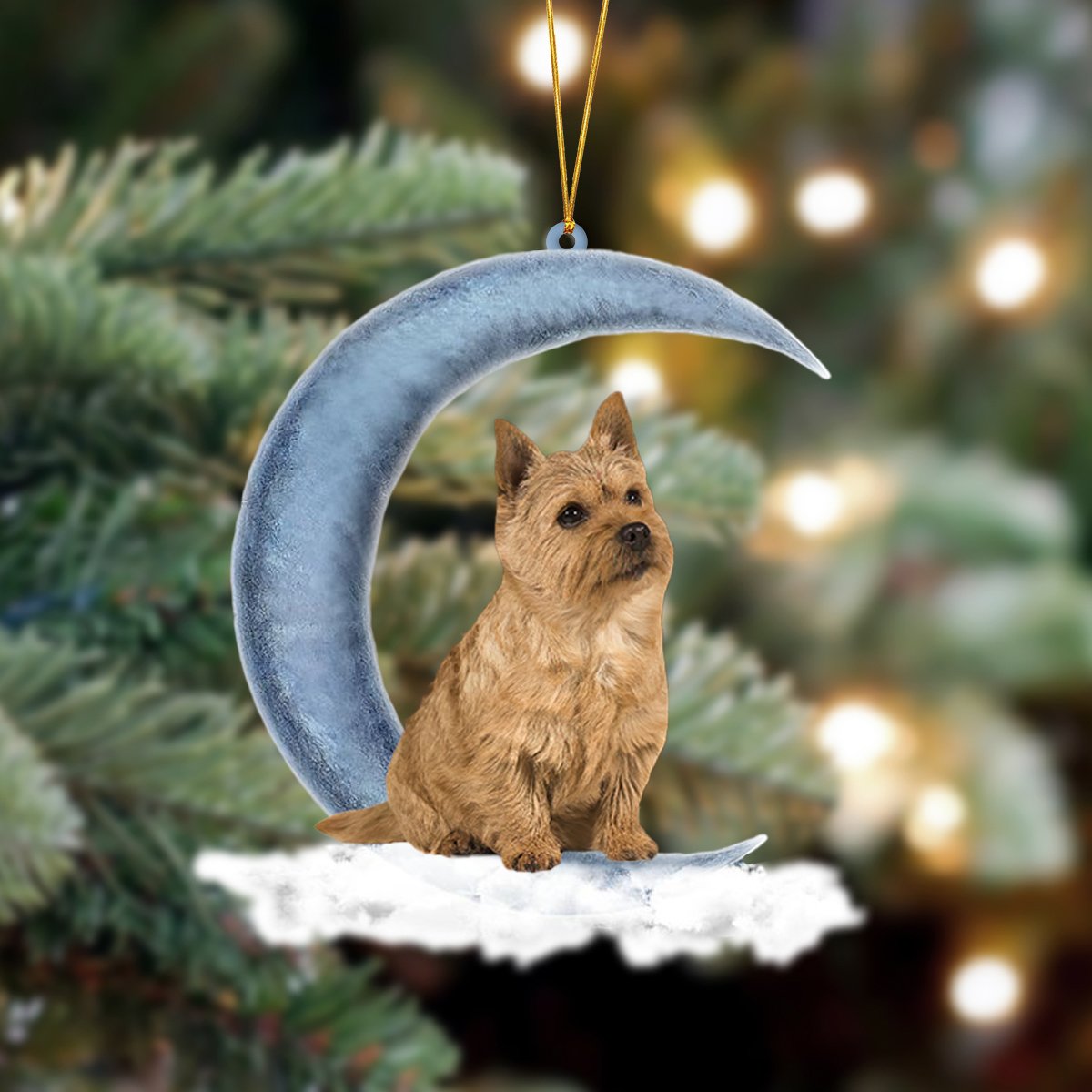 Ornament- Norwich Terrier Sits On The Moon Hanging Ornament Dog Ornament, Car Ornament, Christmas Ornament - Best gifts your whole family
