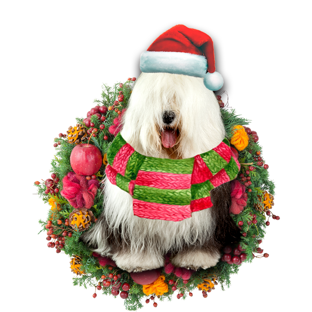 Ornament- Old English Sheepdog Christmas Ornament, Happy Christmas Ornament, Car Ornament - Best gifts your whole family