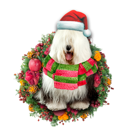 Ornament- Old English Sheepdog Christmas Ornament, Happy Christmas Ornament, Car Ornament - Best gifts your whole family