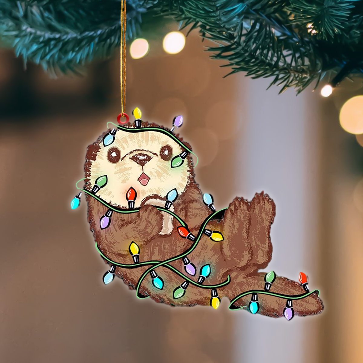 Ornament- Otter Christmas Light Hanging Ornament Dog Ornament, Car Ornament, Christmas Ornament - Best gifts your whole family