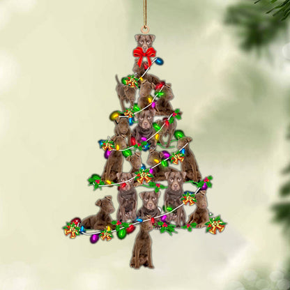 Ornament- Patterdale Terrier-Christmas Tree Lights-Two Sided Ornament, Happy Christmas Ornament, Car Ornament - Best gifts your whole family
