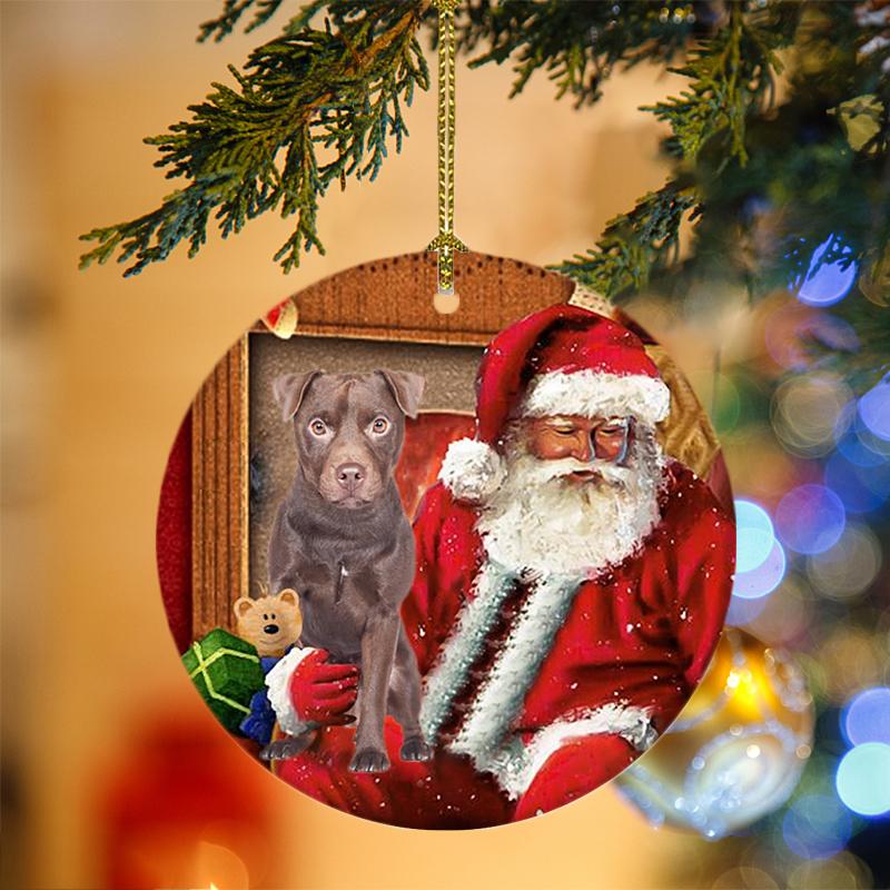 Ornament- Patterdale Terrier With Santa Christmas Ornament, Happy Christmas Ornament, Car Ornament - Best gifts your whole family