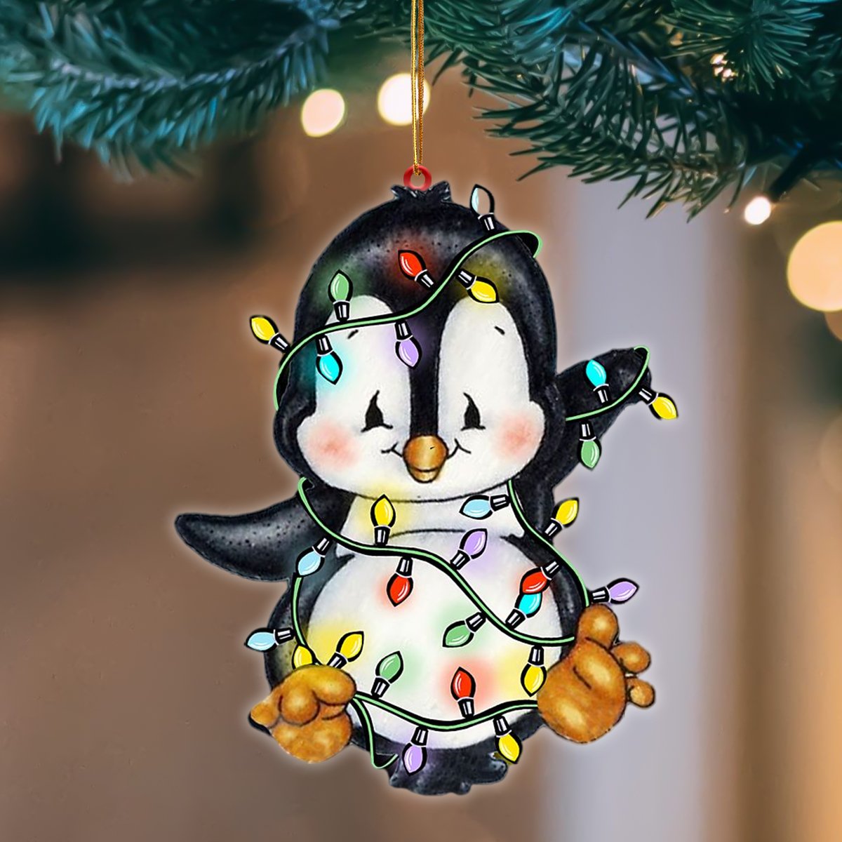 Ornament- Penguin Christmas Light Hanging Ornament Dog Ornament, Car Ornament, Christmas Ornament - Best gifts your whole family