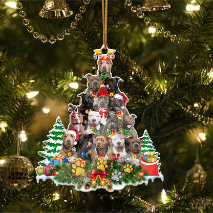 Ornament- Pit Bull Full The Christmas Tree-Two Sided Ornament, Happy Christmas Ornament, Car Ornament - Best gifts your whole family