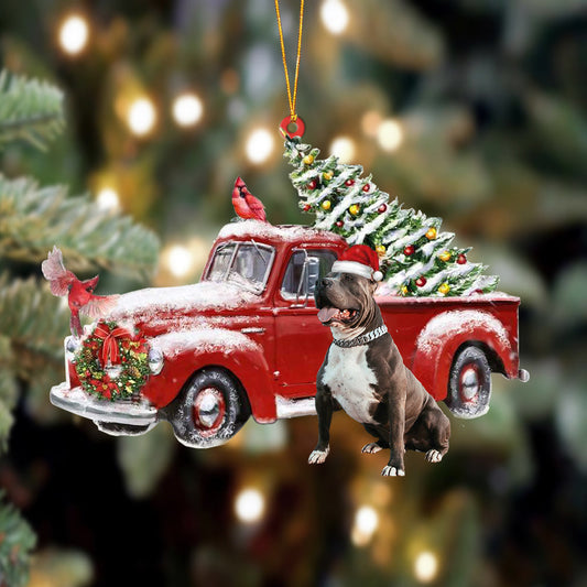 Ornament- Pitbull 2-Cardinal & Truck Two Sided Ornament, Happy Christmas Ornament, Car Ornament - Best gifts your whole family